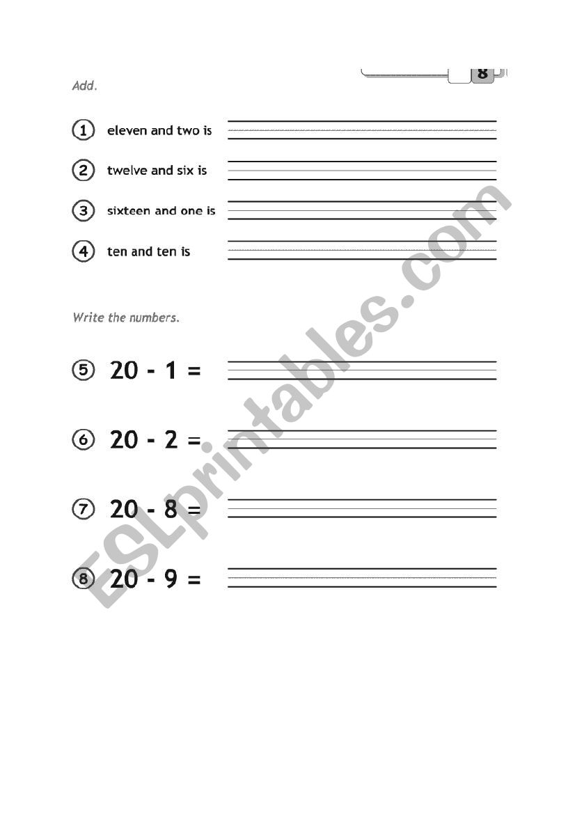 Numbers worksheet