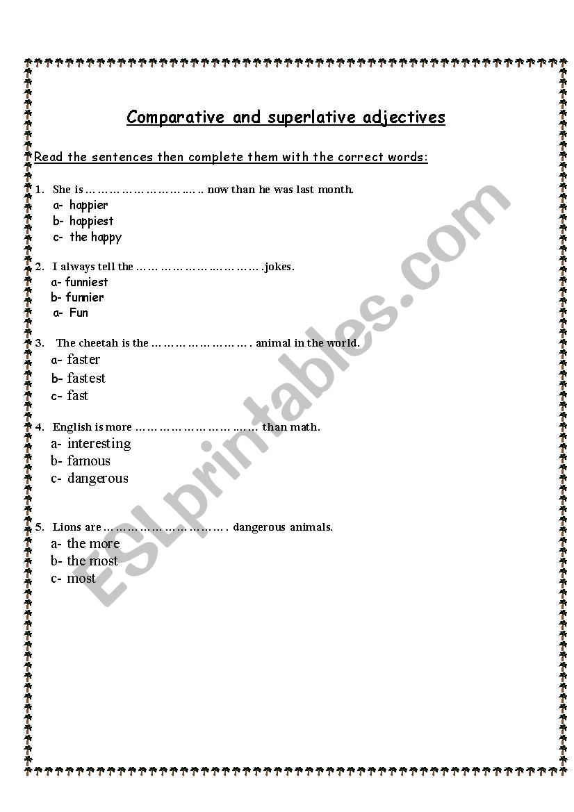 Comparative and superlative adjectives