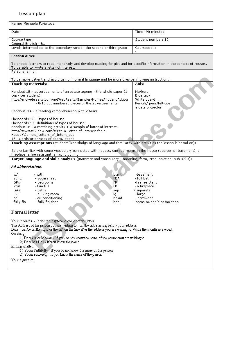 Houses and living worksheet