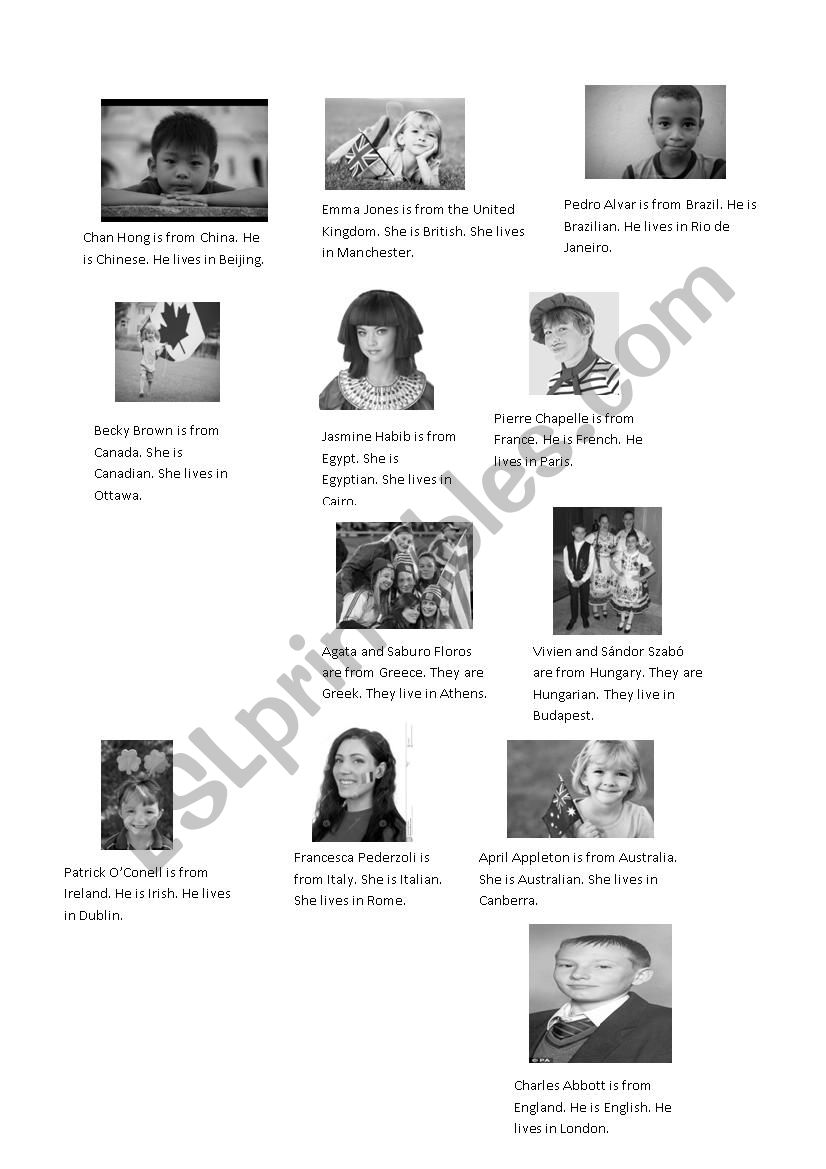 Nationalities & countries worksheet