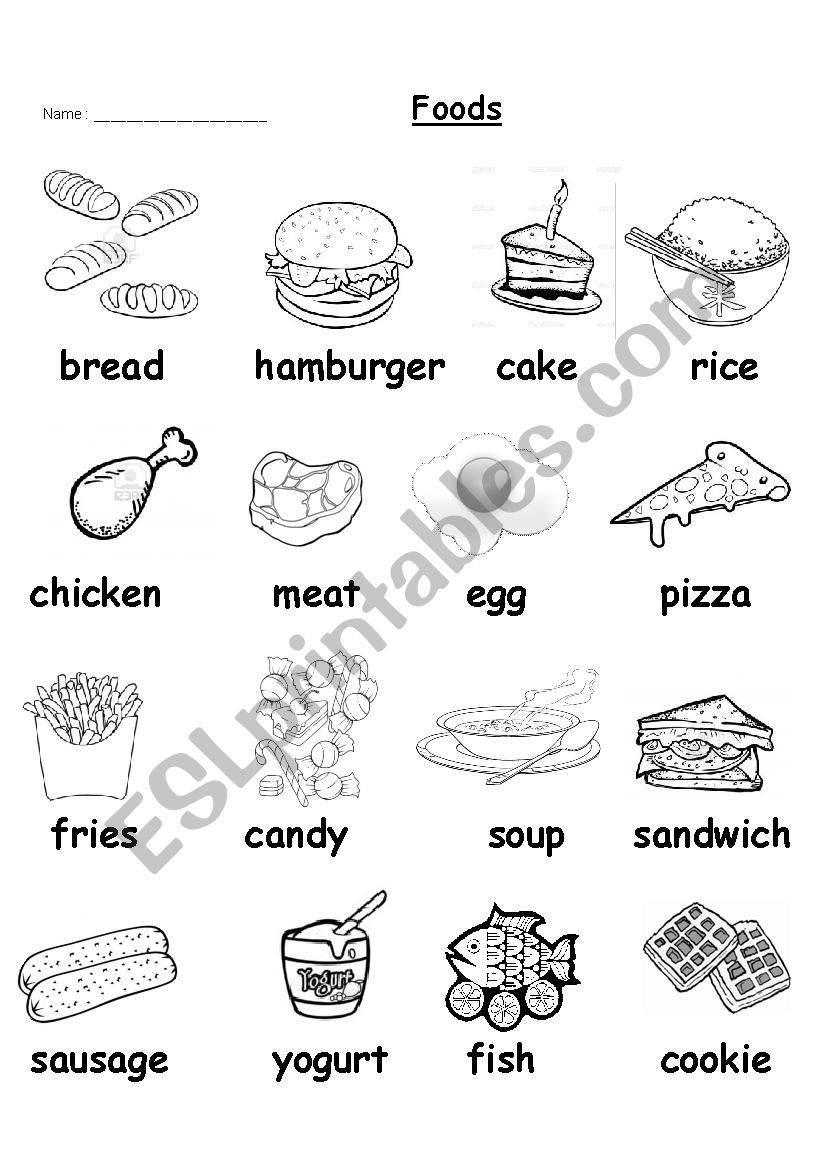 Food Exercise worksheet