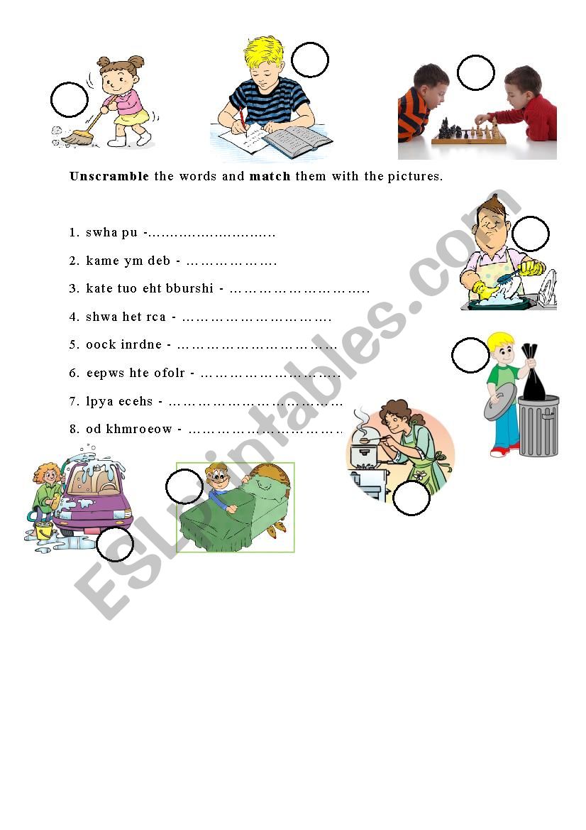 chores - vocabulary worksheet