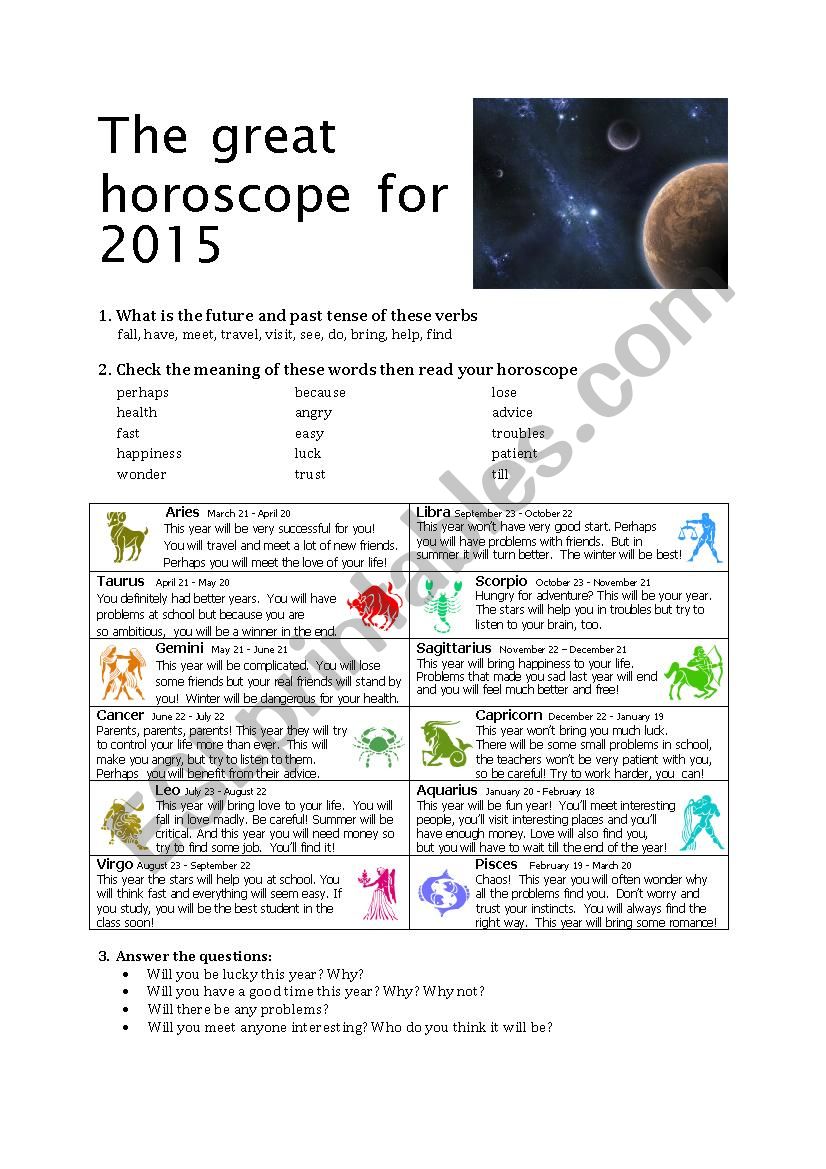 The Great Horoscope  worksheet