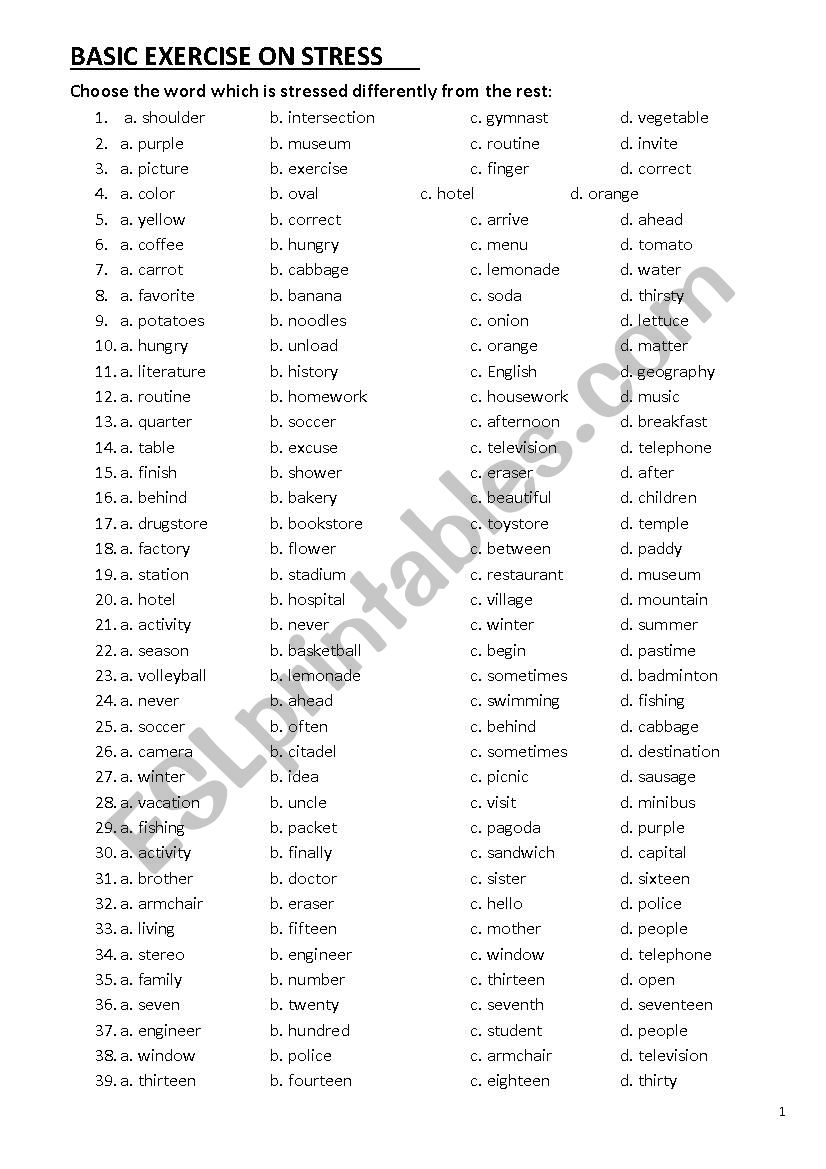 Test on stress_part 1 worksheet