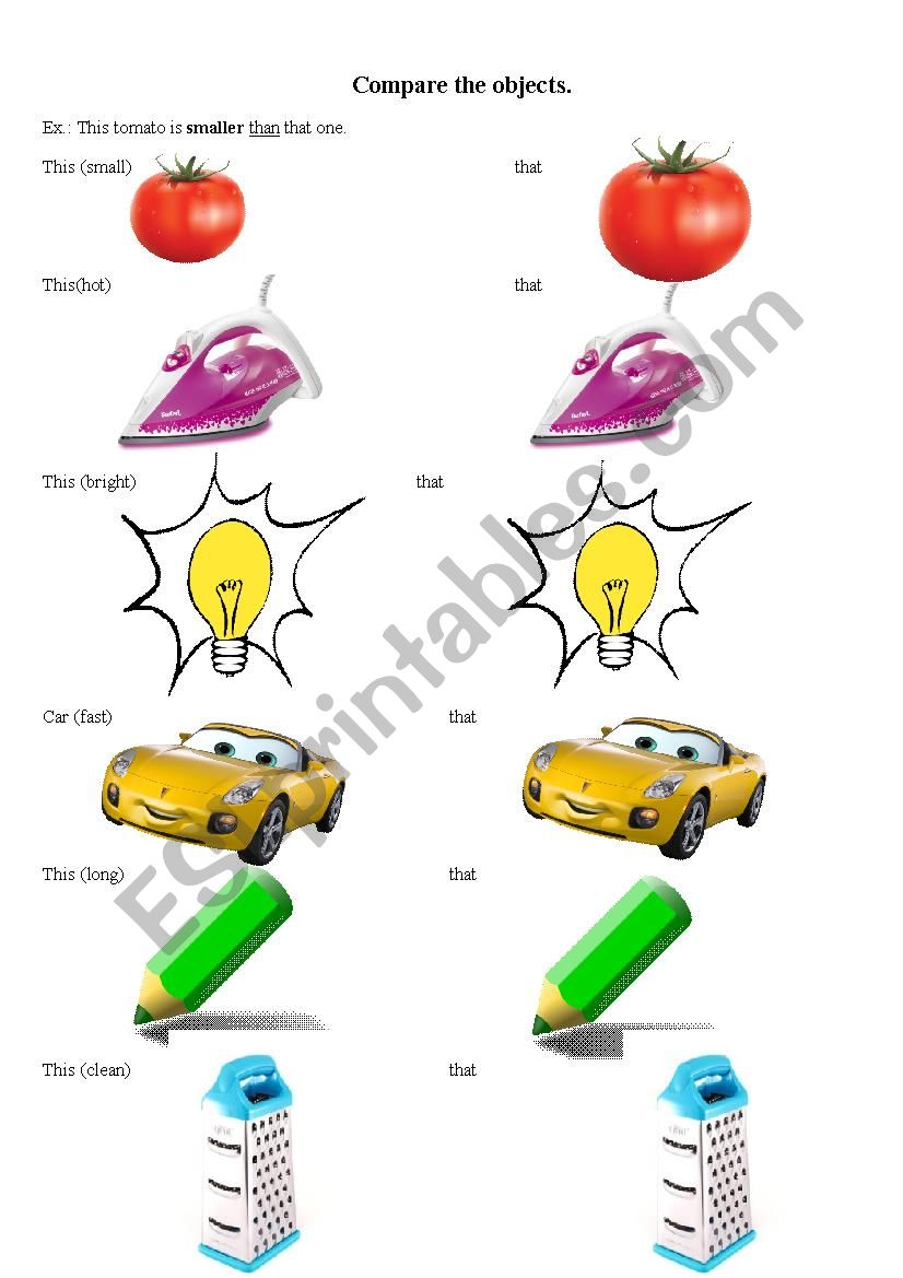 Comparative degree of adjectives exercise