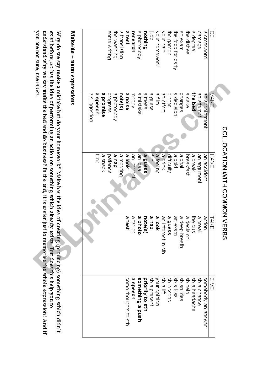 Collocations with common verbs and business gap fill