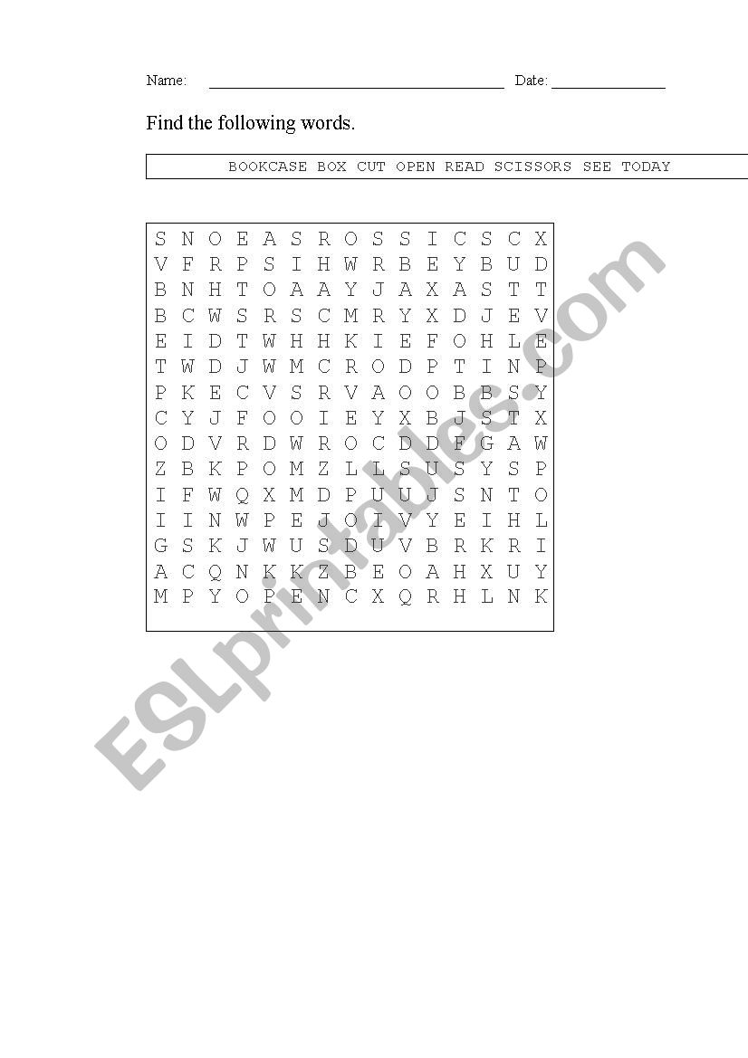 wordsearch  worksheet