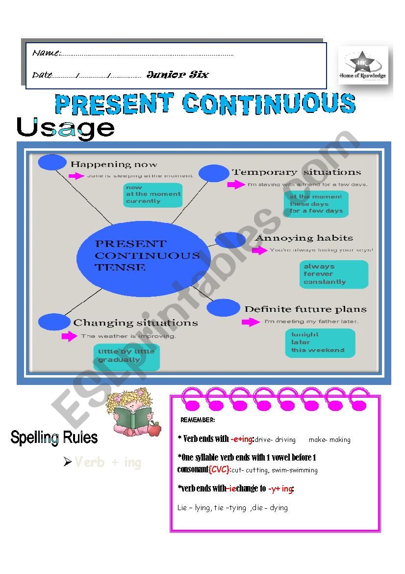 present continuous  worksheet