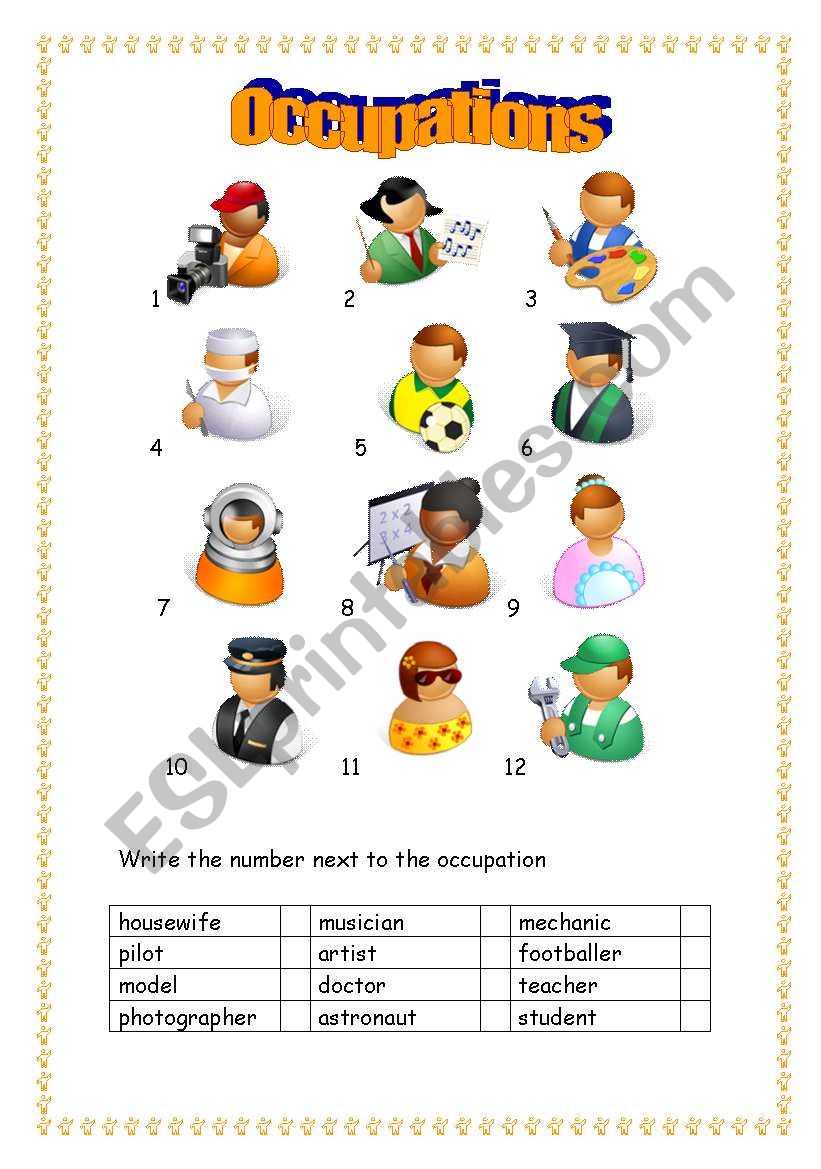 occupations (1/2) worksheet