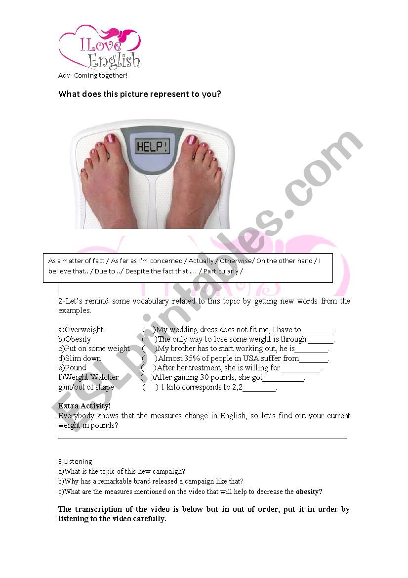 Obesity worksheet