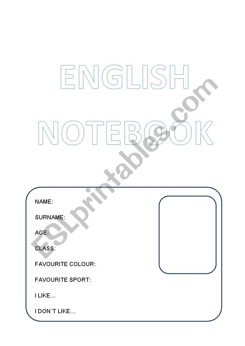 Notebook cover worksheet