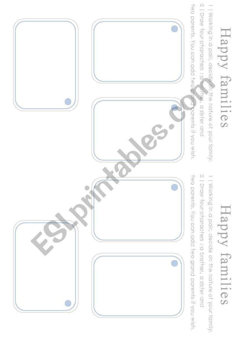 Happy families card activity  worksheet