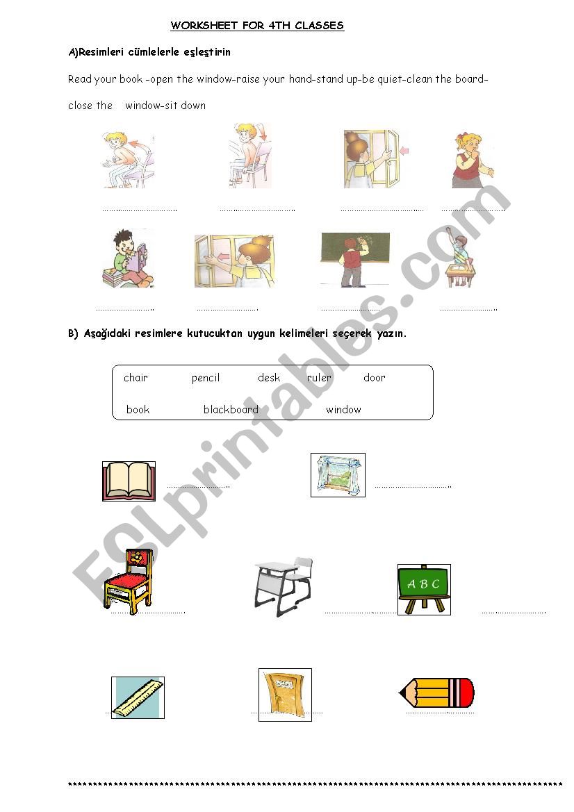 classroom instructions worksheet