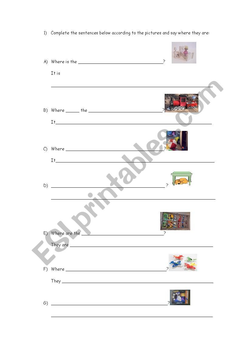 Where is/are the...? worksheet