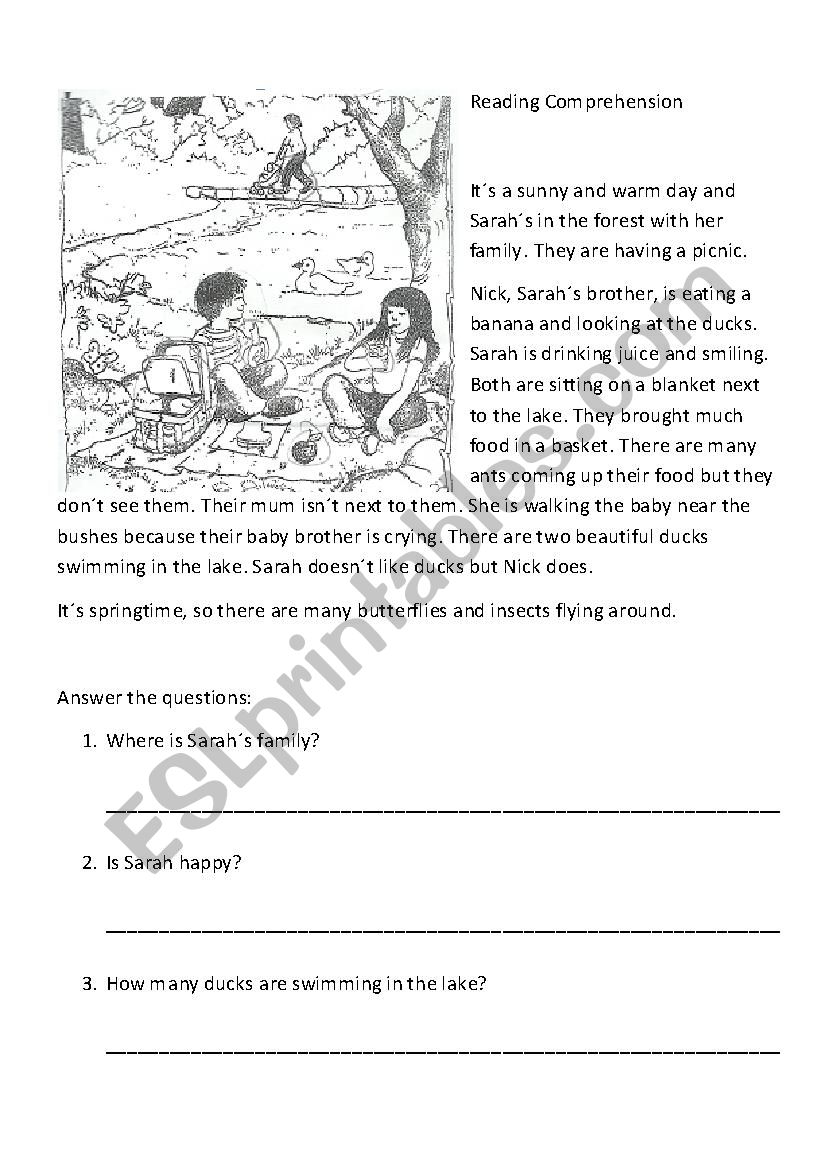 Picnic in the forest worksheet