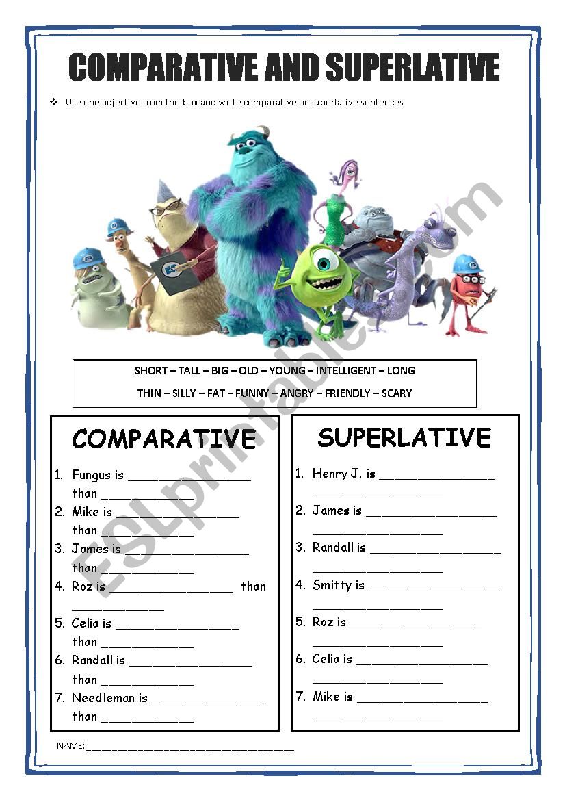 Comparative and Superlative - Monster Inc.