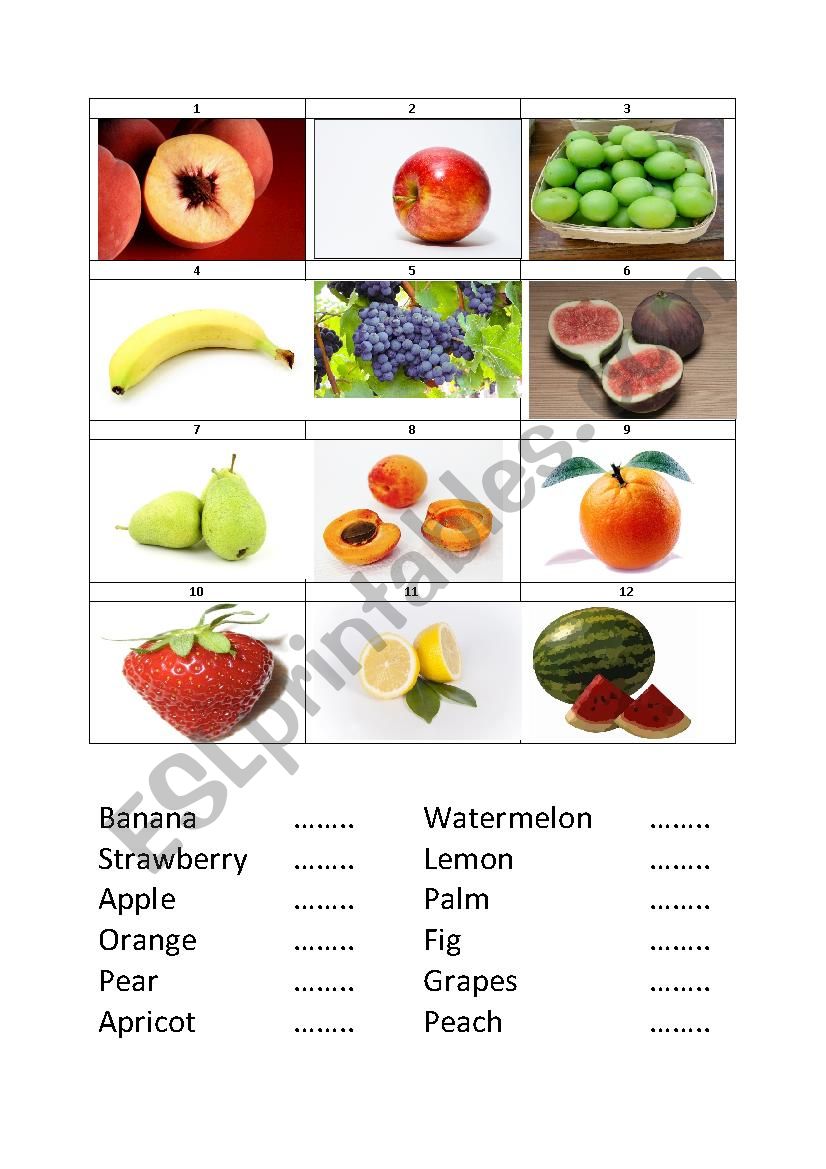 Fruit Names worksheet