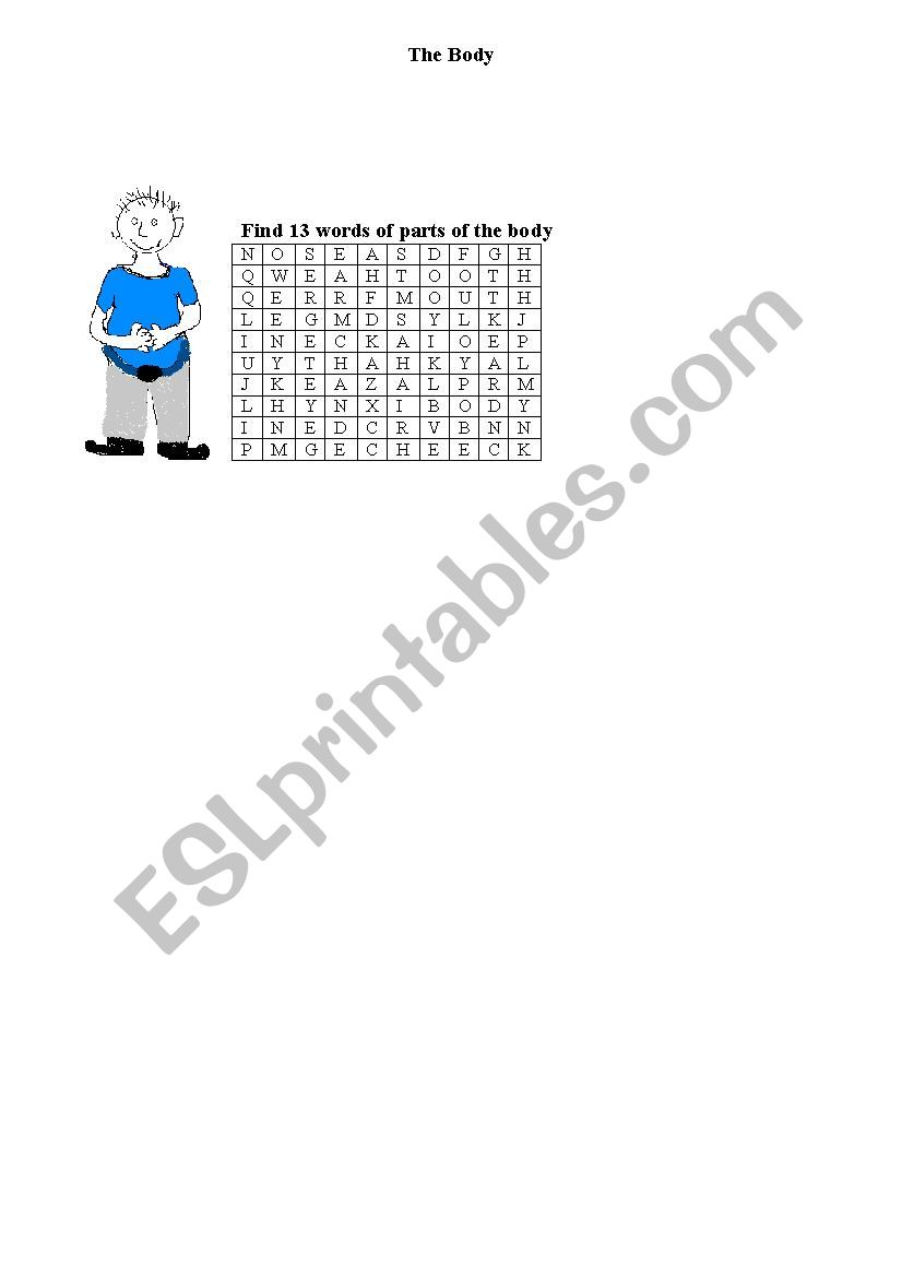 The Body worksheet