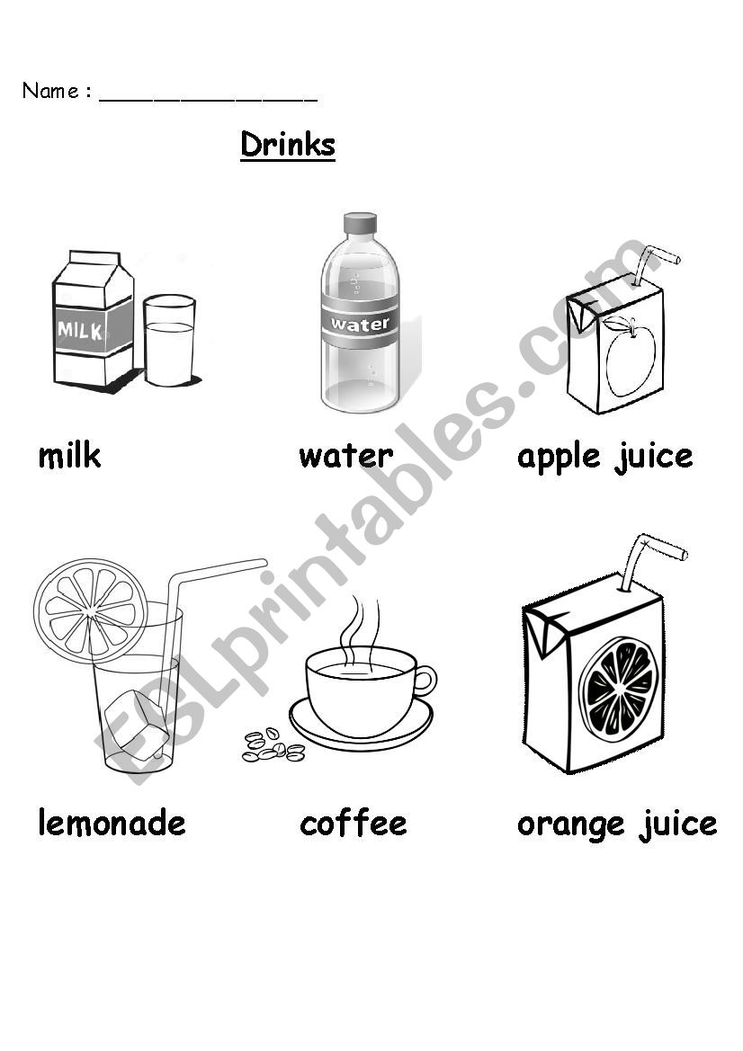 Drinks Exercise worksheet