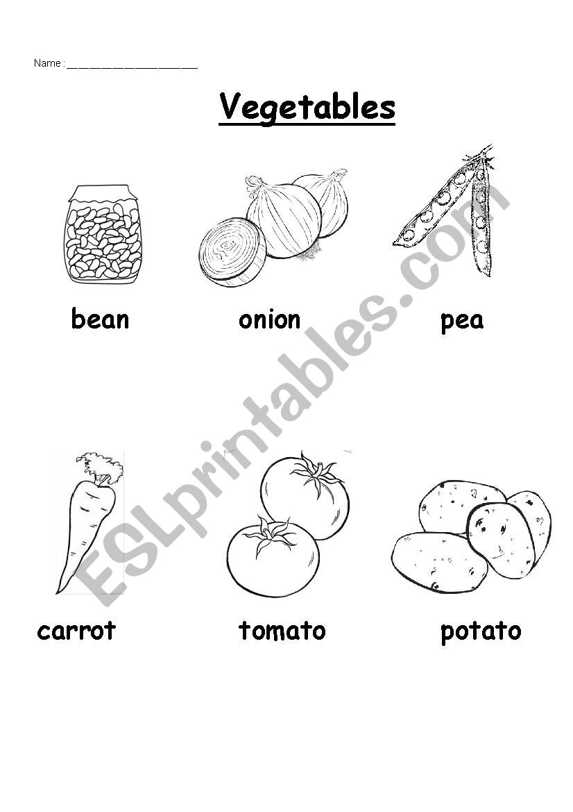 Vegetable Exercise worksheet