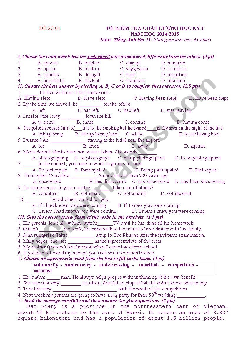 One period check up for Grade 11