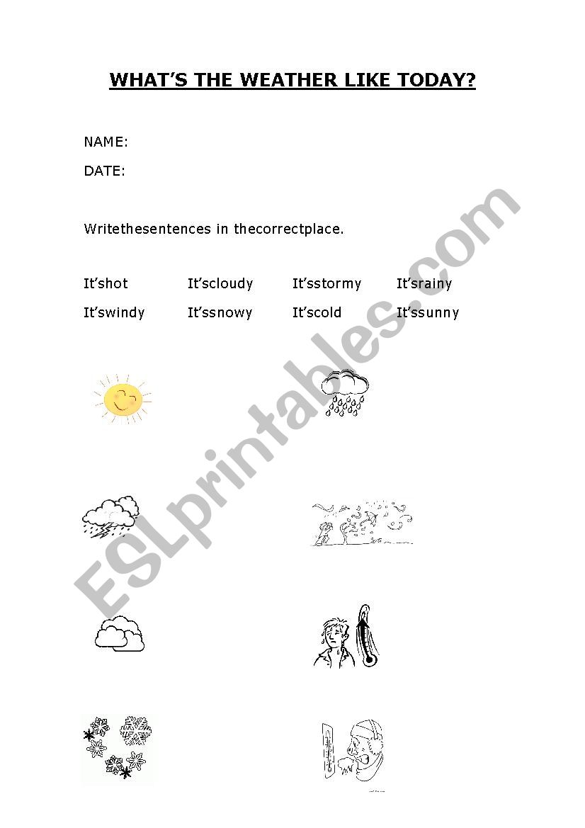What´s the weather like today? - ESL worksheet by Mariona04