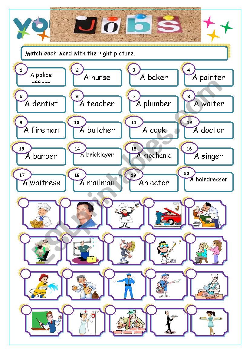 jobs match worksheet