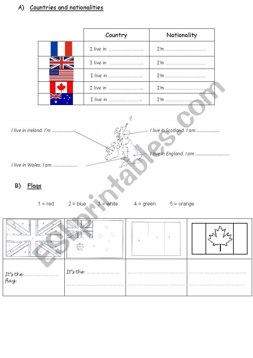 Countries, nationalities and flags