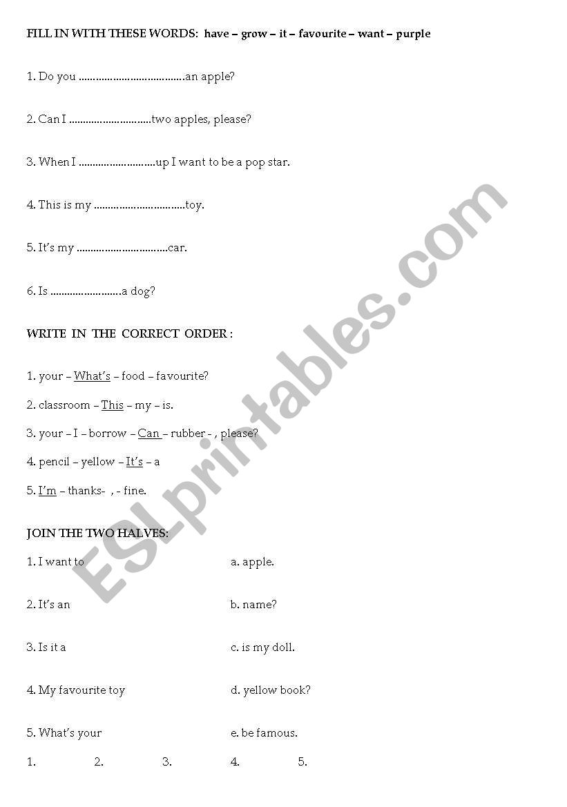 EXERCISES ELEMENTARY worksheet