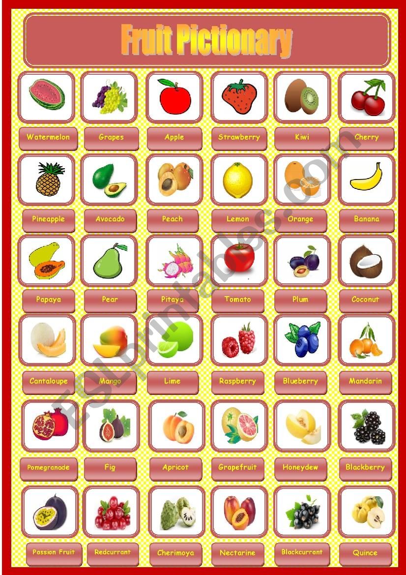 Fruit Pictionary (1) worksheet