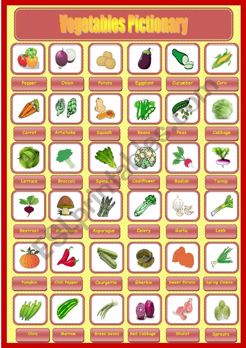 Vegetables Pictionary (2) worksheet