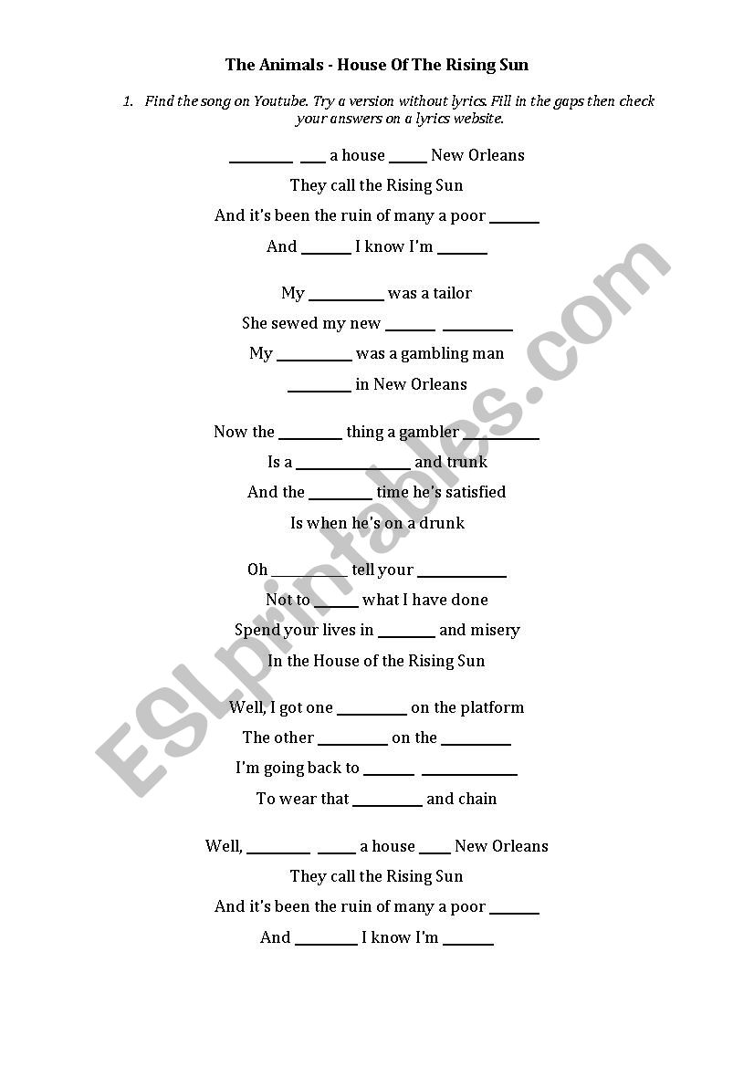 MusicExercise_House_of_the_Rising_Sun
