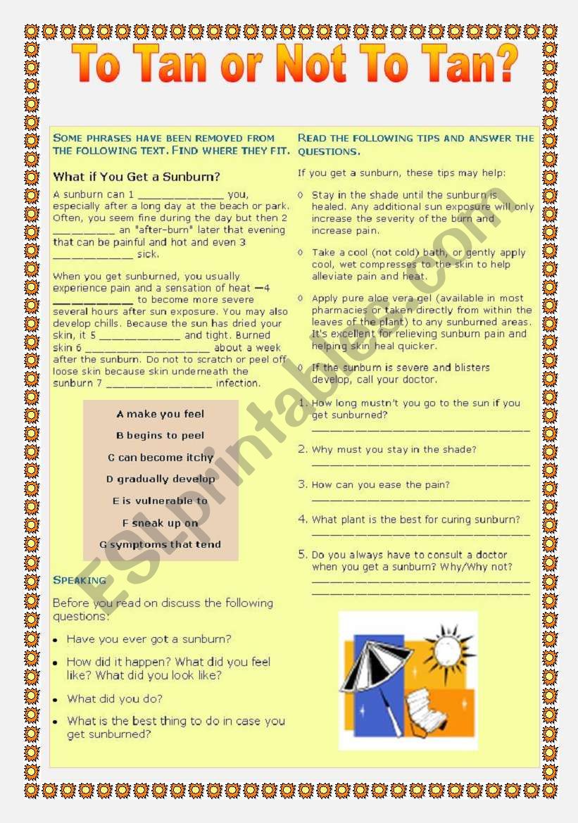 To Tan or Not To Tan? Part 2 worksheet