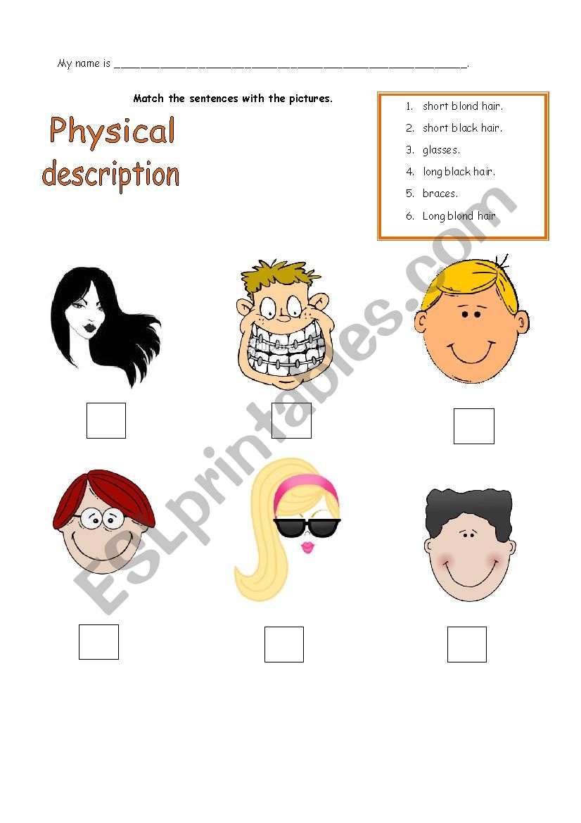 Physical description worksheet