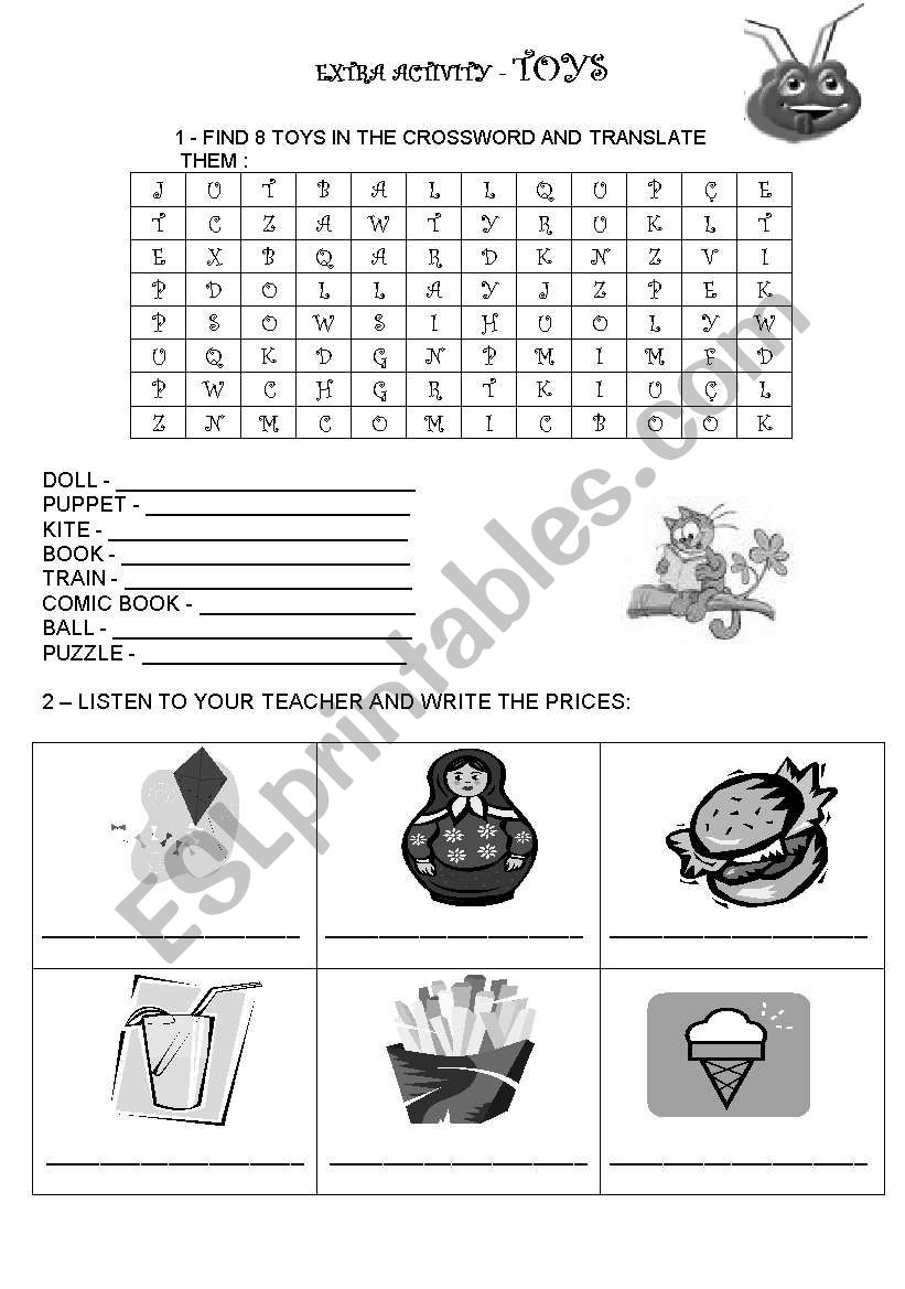 Toys worksheet