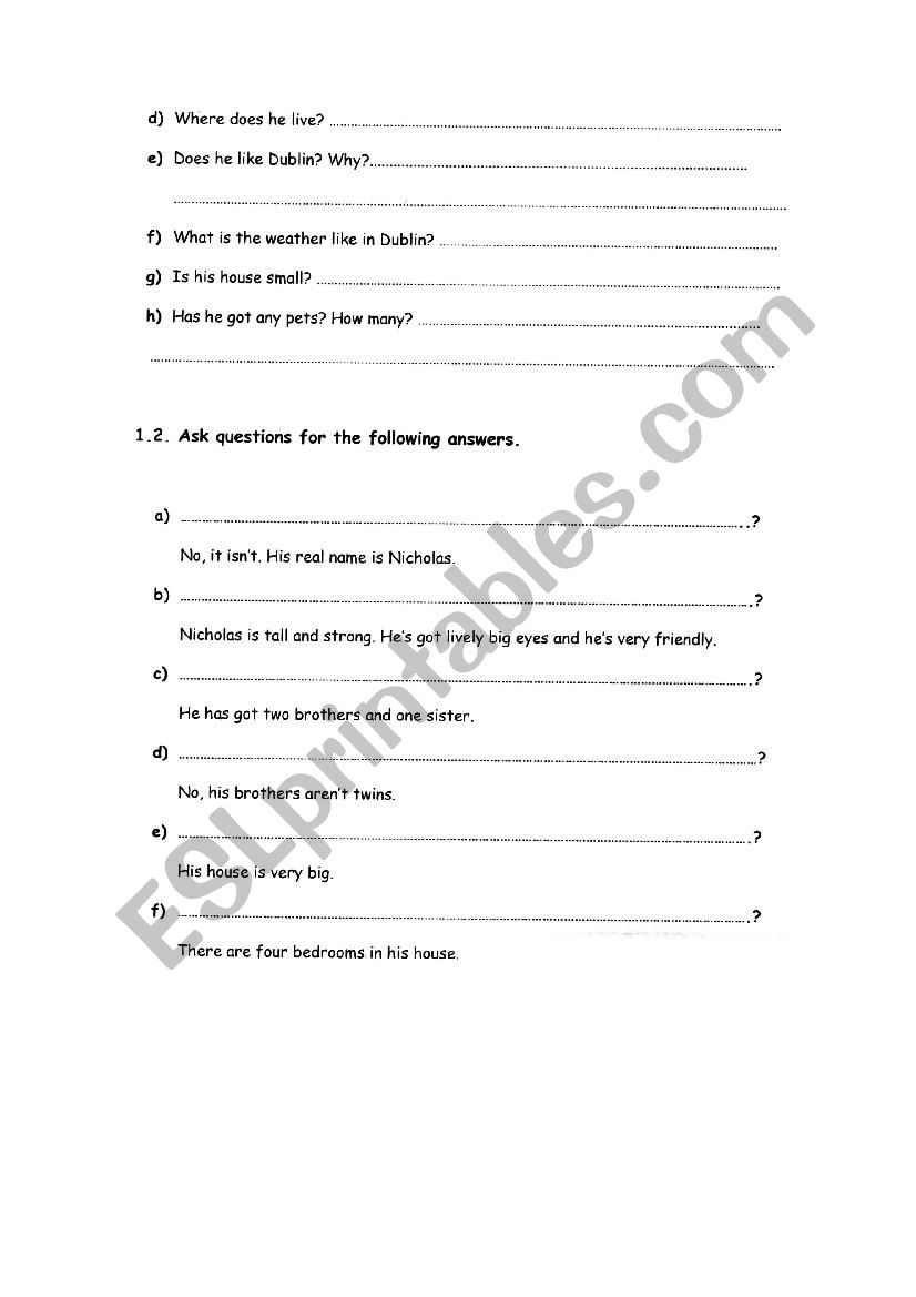 RRading II worksheet