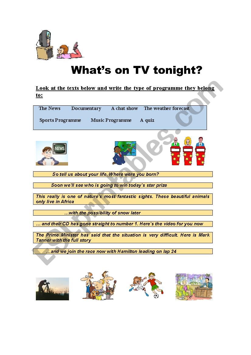 WhatÂ´s on TV tonight? worksheet
