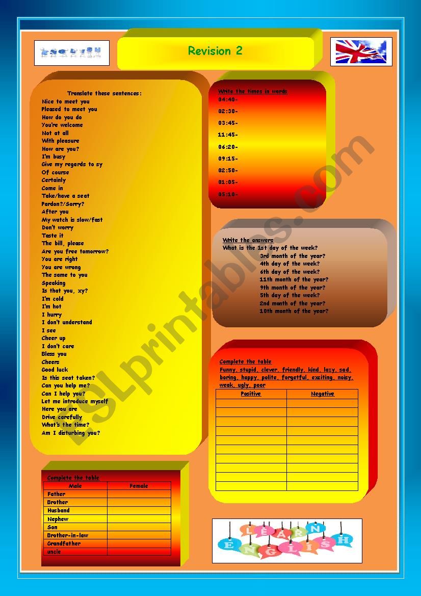 Revision 2 worksheet