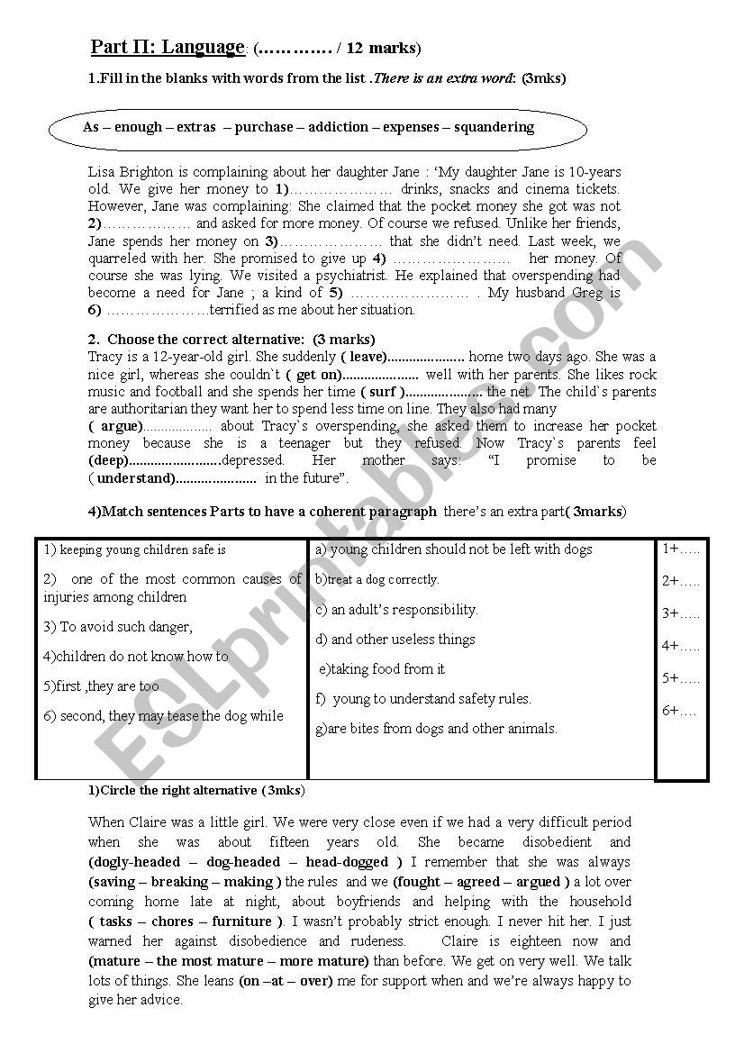 Mid term test n1 for the 9th forms