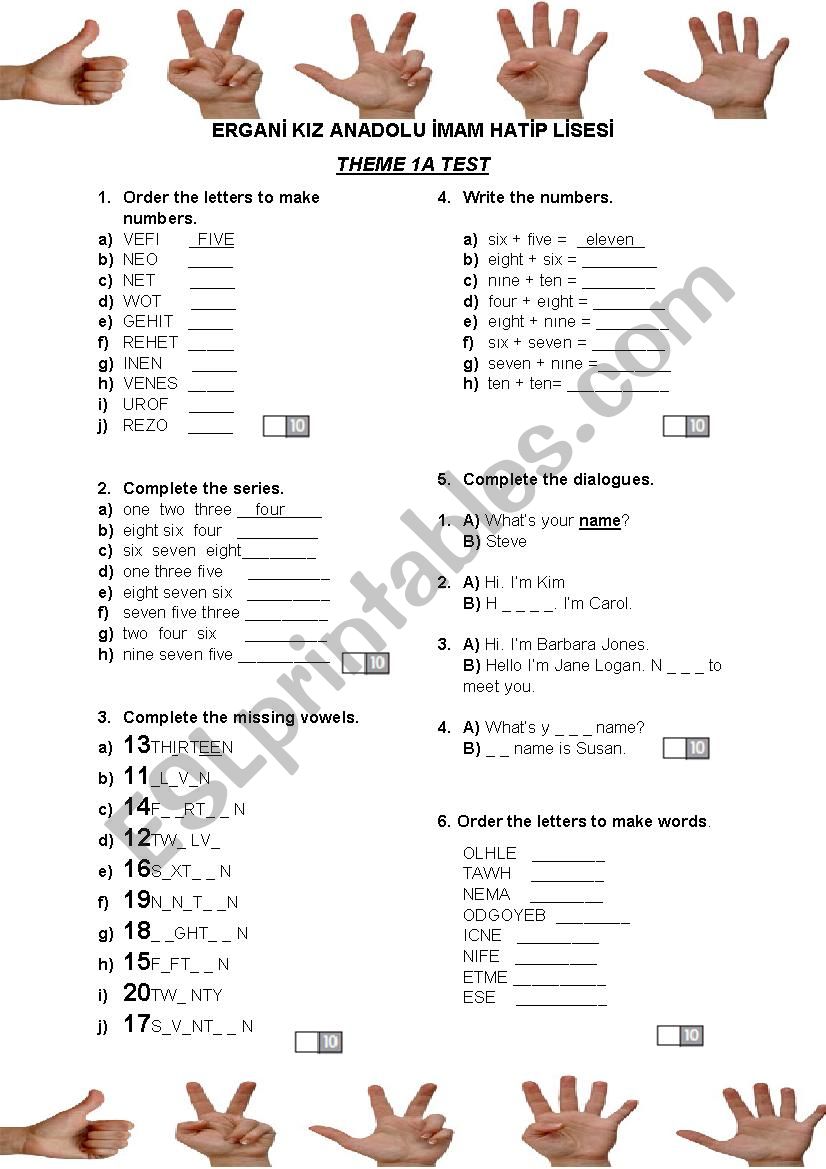 Easy numbers and greetings quiz