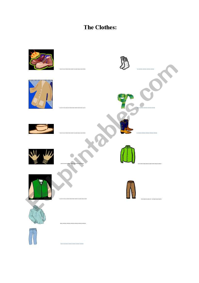 the clothes worksheet