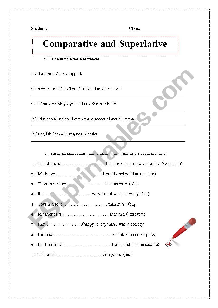 Exercises: Comparative and Superlative