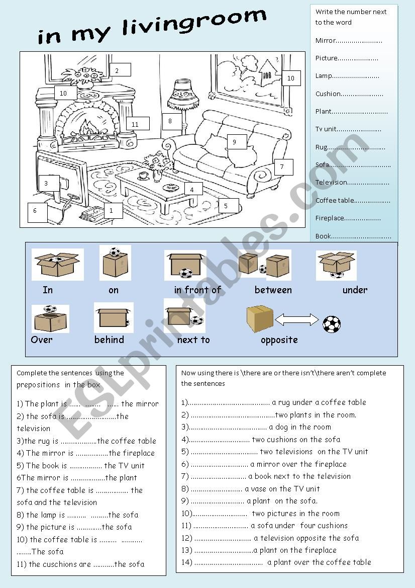  my living room  worksheet