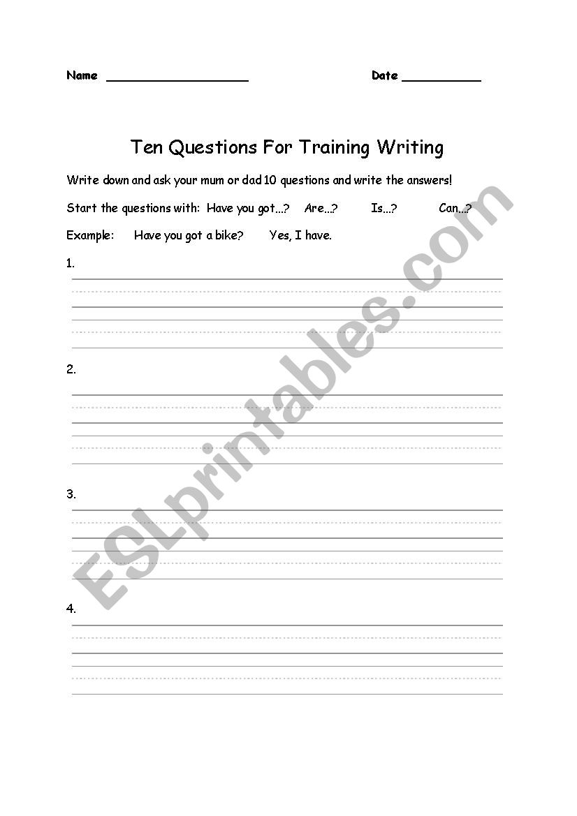 writing practicse worksheet