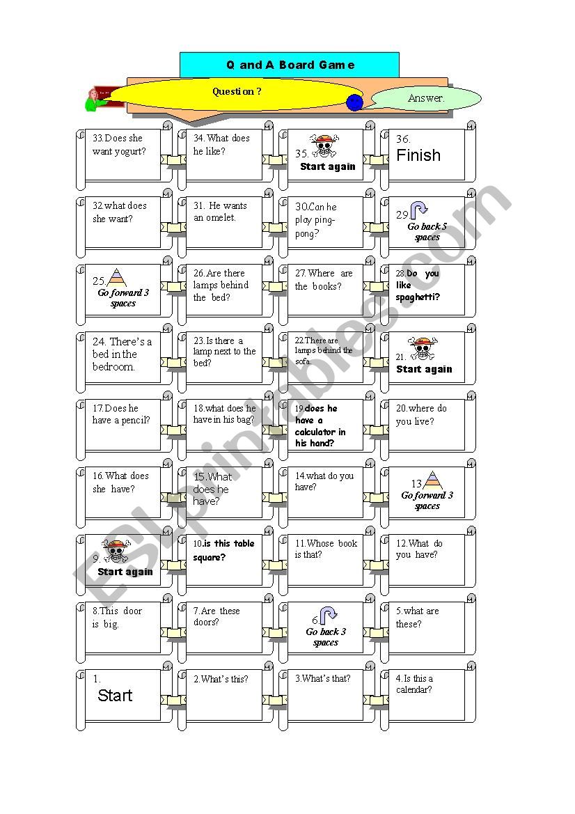 Q&A BOARD GAMES worksheet