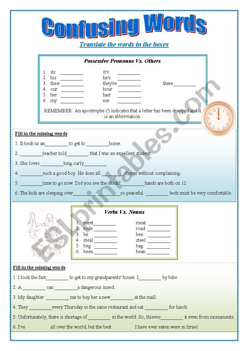 Common Confusing Words worksheet