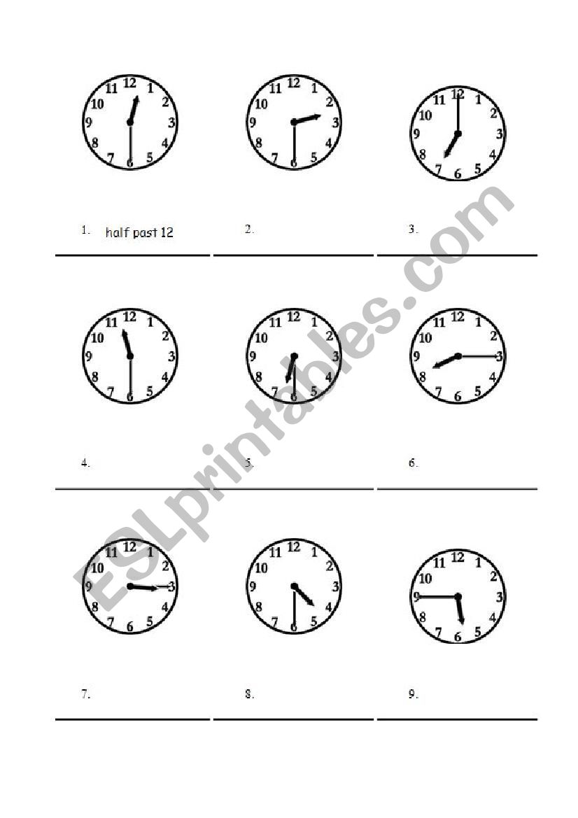 telling the time exercise worksheet