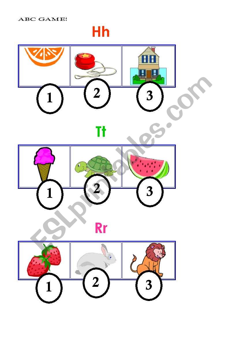 ABC Intro game worksheet