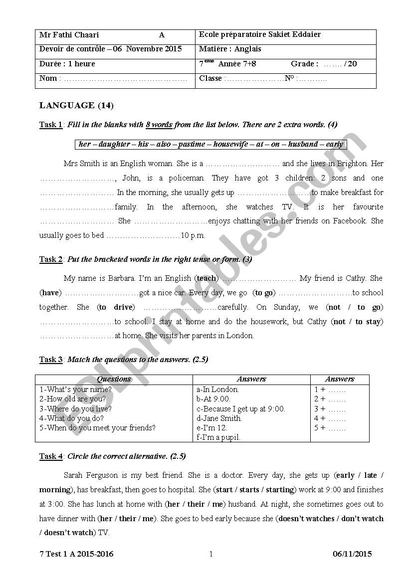 7 Test 1 A 2015-2016 worksheet