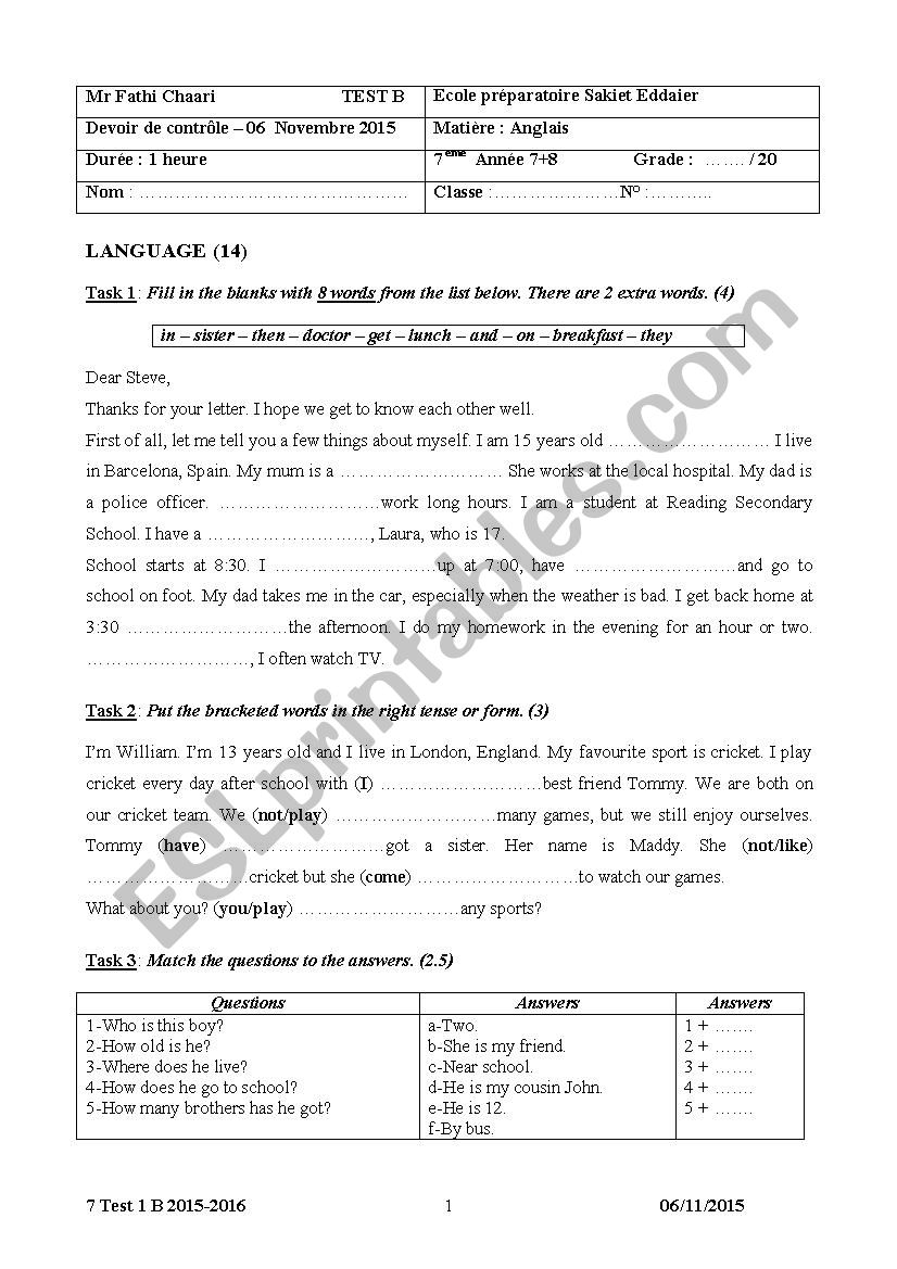 7 Test 1 B 2015-2016 worksheet